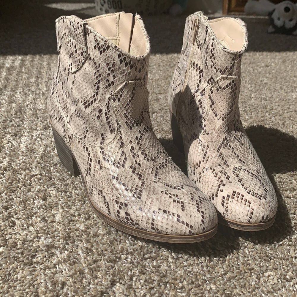 snakeskin booties